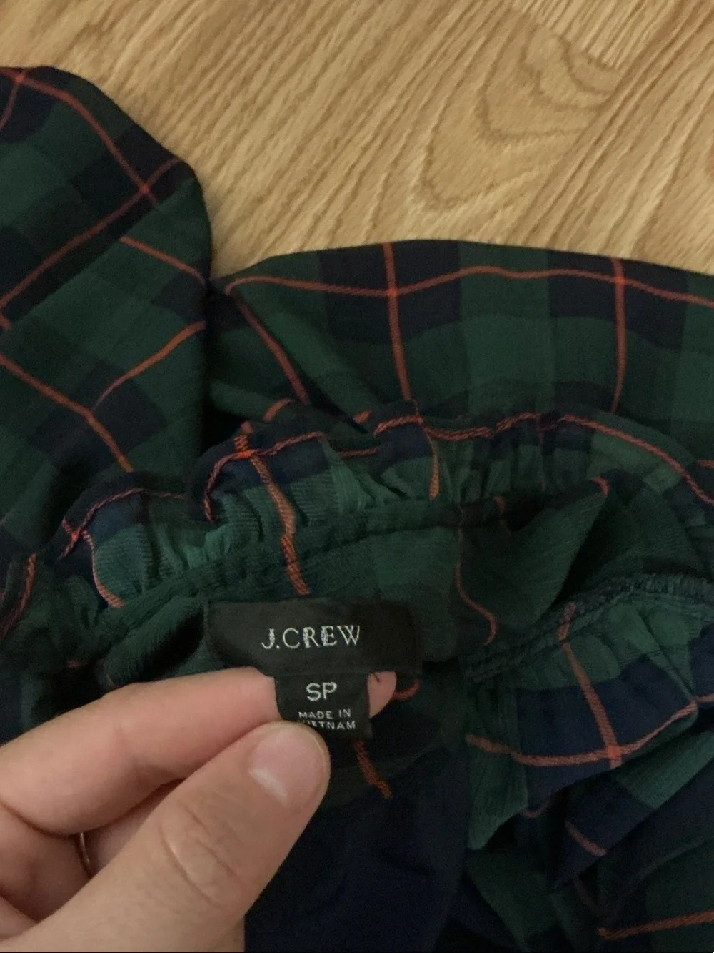 J. Crew Dark Green Plaid Ruffle-Trim Tiered Dress Size Small Petite